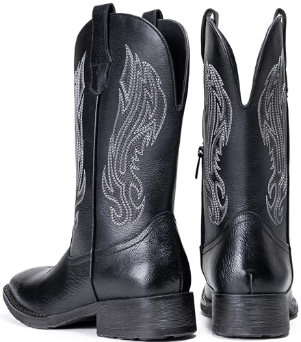 Image of Jousen Cowboy Boots for Men Embroidery Men's Western Boots Retro Square Toe Mens Boot Botas Vaqueras Para Hombre