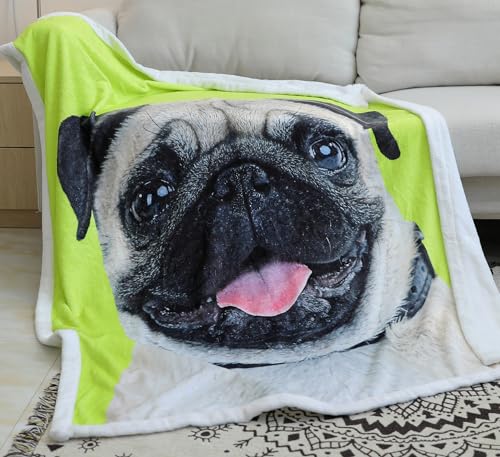 Zevrez ZGE001 Pug Blanket, Cute Pug Gifts Kids Throw Blanket With Dog On It Soft Flannel Blanket Gift For Dog Lovers Boys Girls Sofa Bed 48 Inchx60 Inch thumb #1