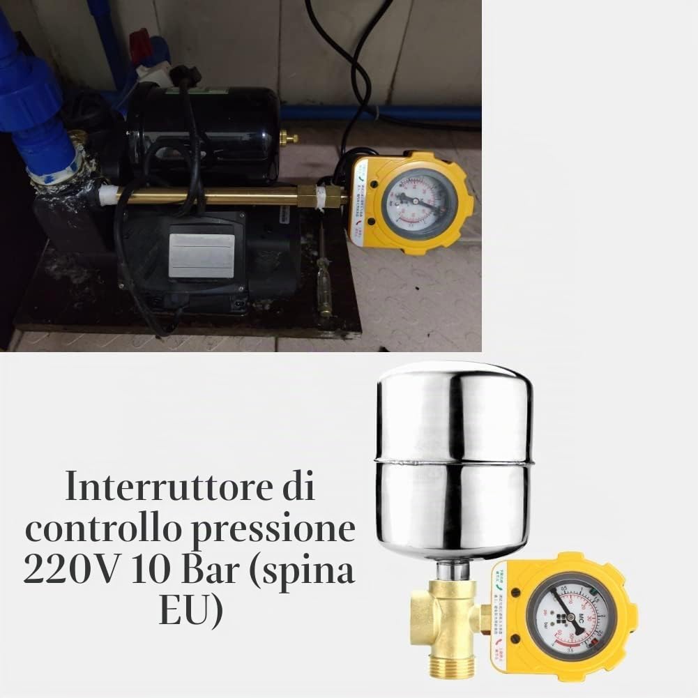220 V 0~10 bar Interruttore Elettronica Unità Pressostato Regolabile per Pompa Acqua (Spina di EU)