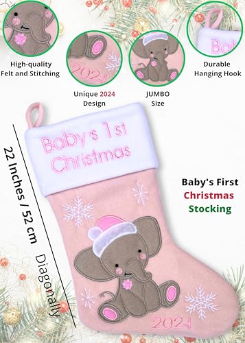 Heartssignbabysfirstchristmasstocking2024myfirstchristmasbabyboyandbabygirlnewbornstockingschristmasornamentsnewbornchristmasdecorelephantdesignpink  Urban Country Home Decor Hearts sign babys first christmas stocking 2024 my first christmas baby boy and baby girl newborn stockings christmas ornaments newborn christmas decor elephant design pink  urban country home decor