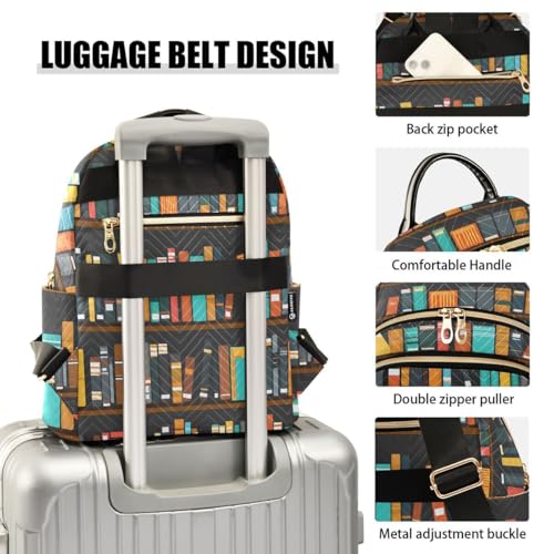 Image of ALAZA Bookshelves Library Women Backpack Purse Ladies Fashion Shoulder Bag Daypack Travel Bag 10L