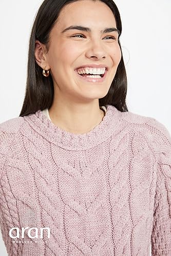 Image of Aran Woollen Mills - Carraig Donn Ladies Irish Multi Cabled Raglan Super Soft Merino Wool Sweater