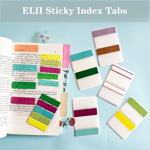 Image of ELII 500 PCS Sticky Index Tabs 21 Sets, Colorful Book Tabs for Notebooks | Sticky Tabs,Page Tabs, Page Markers ,Self Adhesive,Index Labels,Safety Material, Smooth Writing,Transparent,Repositionable