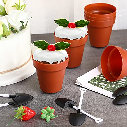Plastic Dessert Cups With Shovel Spoons, Flowerpot Cake Desserts Cups For Construction Birthday Party Supplies, Ice Cream, Diy Baking, Cupcakes, Yogurt, Pudding And Jelly Shot #TOP3