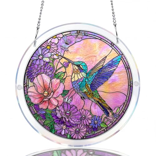 WOODBESTS Acrylic Jigsaw Puzzle Suncatcher 83 Pieces-Hummingbird DIY Acrylic Puzzle Suncatcher Window&Garden Decor Unique Gifts for Mom Women Wife Sisters Aunt Besties 7.4in