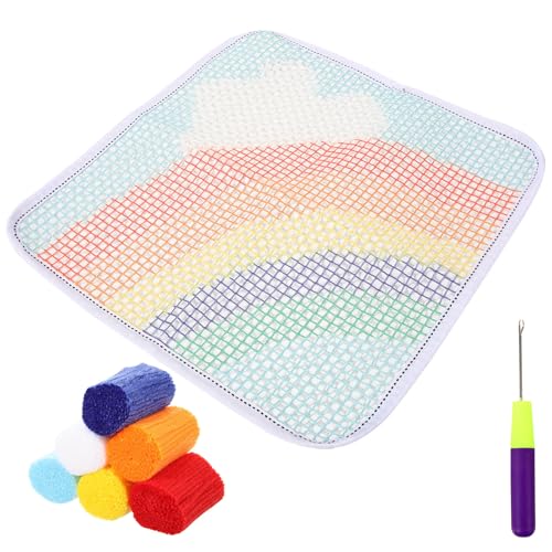 Kit para hacer alfombras de gancho manualidades hogar DIY arcoíris 2