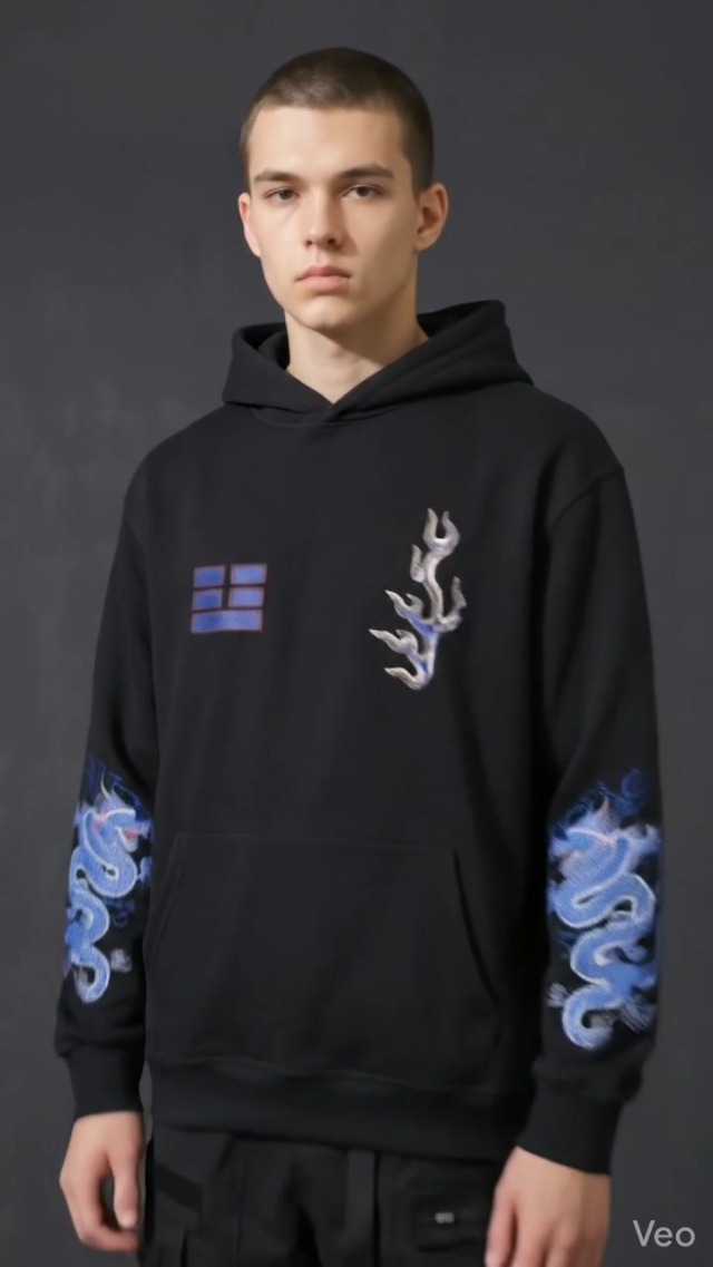 Amazon.com: Niepce Inc Streetwear Men's Blue Dragon Embroidered