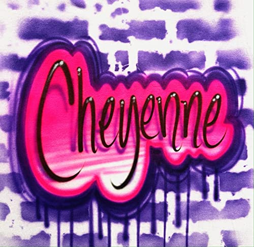 Airbrush Graffiti Pink & Purple Name Design, Brick Wall T Shirt4