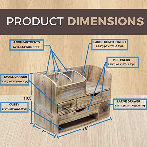 Executive Office Solutions Adjustable Wooden Office Desk Organizer for Desktop, Tabletop, or Counter – Wood Storage Shelf Rack – for Office Supplies, Desk Accessories, or Mail - Barnwood (WO13)