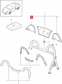 Rear Right Side Roll Bar Wind Deflector Screen for Porsche 2005 to 2012 987 Boxster