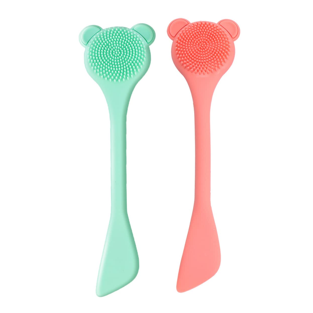 WOFASHPURET 2pcs Silicone Nose Cleaning Brush Set for Blackheads Ergonomic Design Safe Skin Friendly Deep Cleansing Tool for Facial Masks Skin Care Routine Green Orange