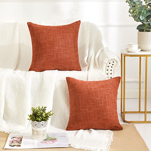 Set Of 2 Throw Pillow Covers 20X20, Chenille Throw Pillow Covers For Couch, Orange Couch Throw Pillow Covers, Decorative Pillow Covers For Living Room Sofa Home, Rust Orange, 20X20 Inches (No Insert) #TOP1