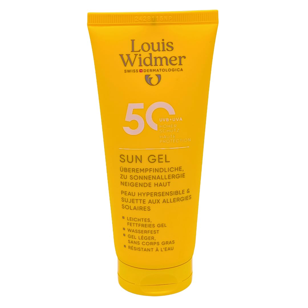 Louis Widmer Sun Gel 50, 2x 100 ml I leichte, fettfreie Gel-Creme I wasserfest I für überempfindliche, zu Sonnenallergie neigende Haut I hoher UV-Schutz I Spar-Set plus Pharma Perle give-away