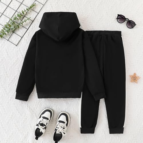 Image of Kids Boys Clothes Color Blocking Hoodie Sweatshirts and Pant 2Pcs Fall Outfits Set Size 5-10