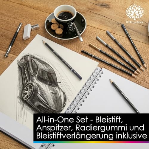 OfficeTree 72 Buntstifte Set - Profi Buntstifte für Erwachsene - ölbasiert weiche Minen hohe Pigmentierung inkl. Zubehör - Stifte Set Künstler - Stifte zum zeichnen