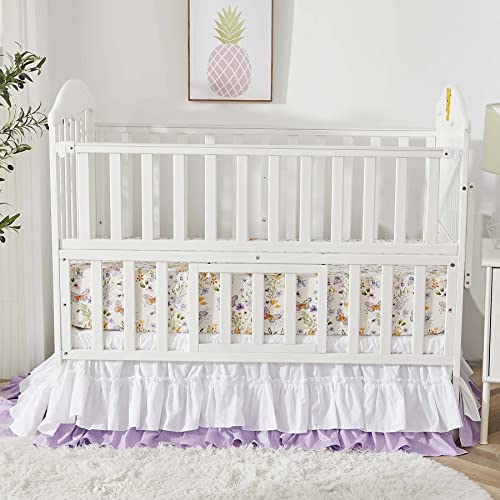 Brandream Wildflower Butterfly Crib Bedding Sets For Girls Nursery Set 3-Piece Farmhouse Quilt Comforter Set, Baby Or Toddler Fitted Sheet, Double Crib Bed Skirt, Cotton #TOP4