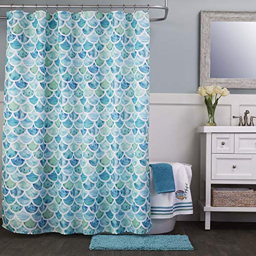 Toallas de mano azules SKL Home Ocean Watercolor Scales para baño y tocador 5