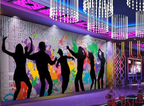 Fond d'Écran Mural 3D Graffiti et Silhouettes Danse - 400x280 cm