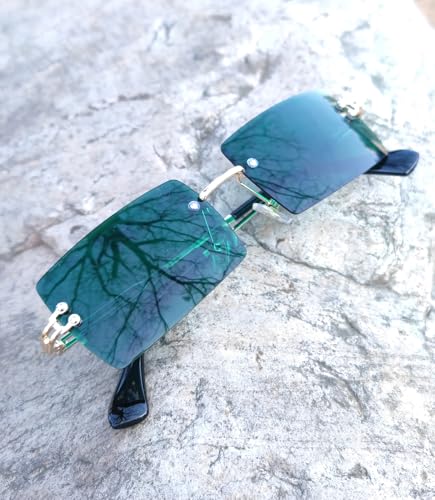 Image of Rectangle Sunglasses for Women Men Fashion Retro Rimless Frameless Tinted Lens Sun Glasses Shades 2026 Stylish