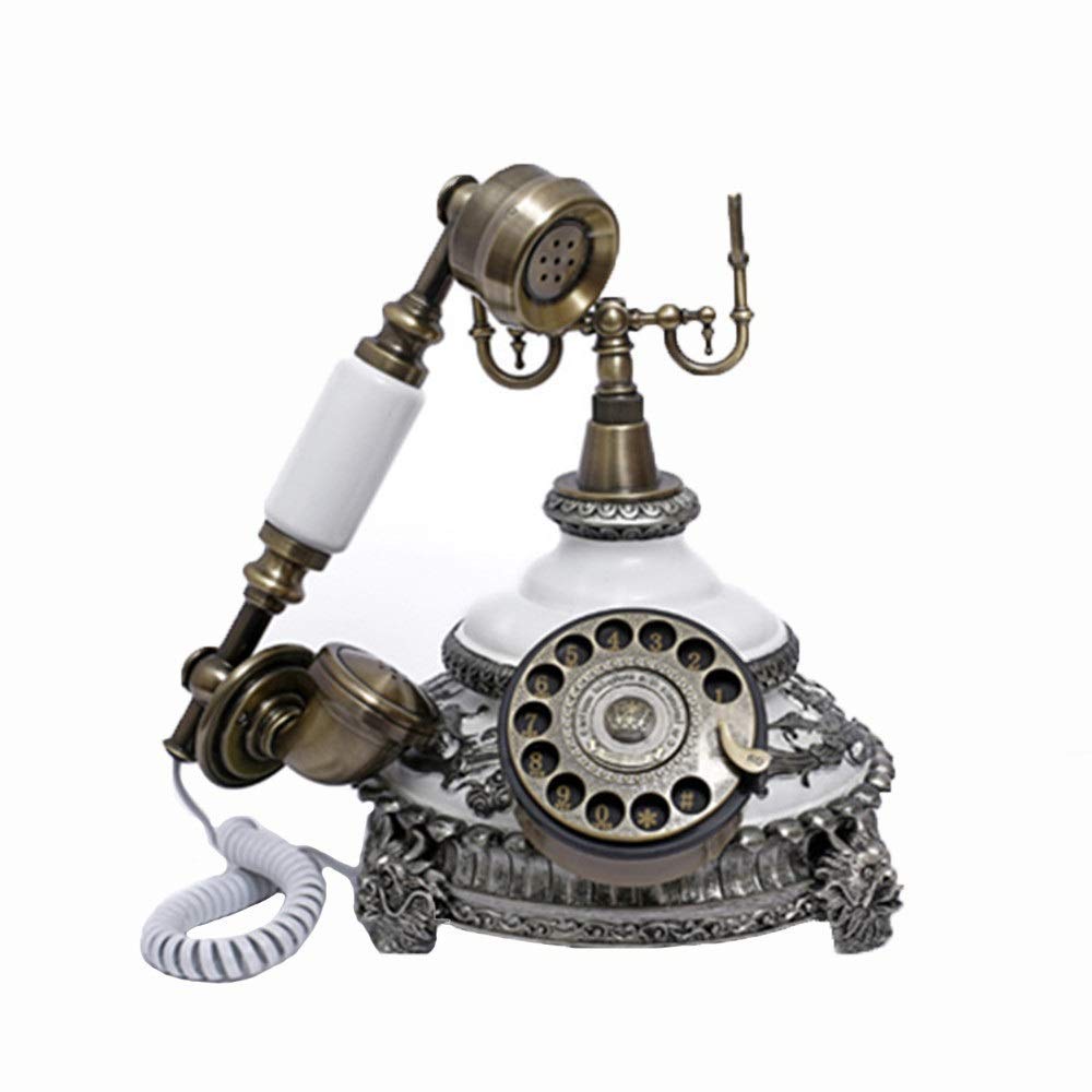 Telefon stacjonarny do domu, europejski telefon antyczny, telefony z tarczą obrotową, telefon stacjonarny retro, telefon stacjonarny na biurko, telefon przewodowy do domu i dekoracji, białe