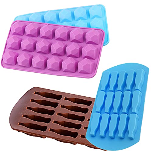 Bac Glacon Démoulage Facile Ice Cube Plateau Non- Bâton Cookie Moule Silicone de Qualité Alimentaire Bac à Glaçons Forme de Diamant pour Popsicle, Gâteau, Muffins, Gelée, Chocolat, Savon(6 Pièces) Cover