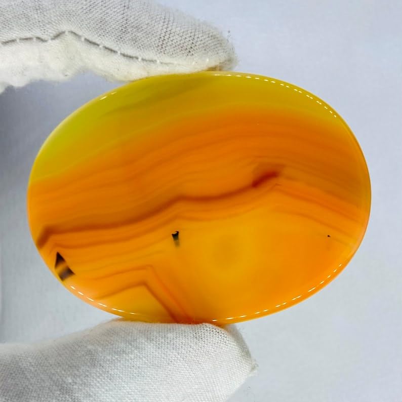 Agate à bandes orange naturelle en cabochon pour bague collier et pendentif DIY - 3