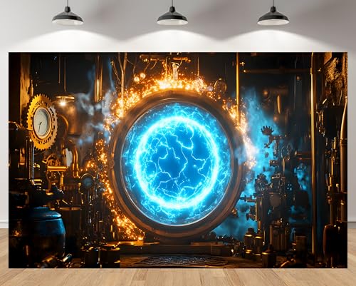 MAEQLQLM 6x4ft Steampunk Backdrop Energy Tunnel Gears Gauges Pipes Steam Punk Mechanical Retro...