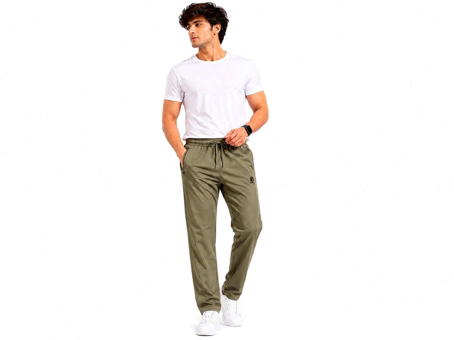 Mens Track Pants Joggers Lower Sports Pants Gym Running Workout Athletic Casual wearelastic Waist Drawstring Full Length Comfortable (in, Alpha, 2XL, Oliv Green)-image-11
