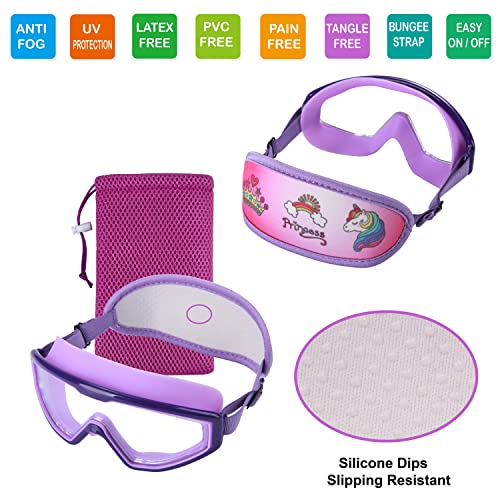 RUIGAO Kids Swim Goggles Age 4-7, Toddler Goggles No Tangle, Child Swimming Mask/Bungee Strap/Soft Band (1PK - Purple Princess) - Image 2