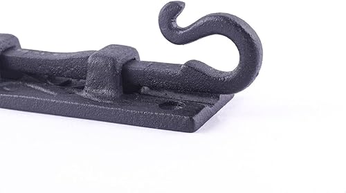 Miniatura 9 de Renovators Supply Manufacturing Pestillo de cerradura de puerta de 4 pulgadas. Pestillo de perno deslizante de hierro forjado negro con accesorios