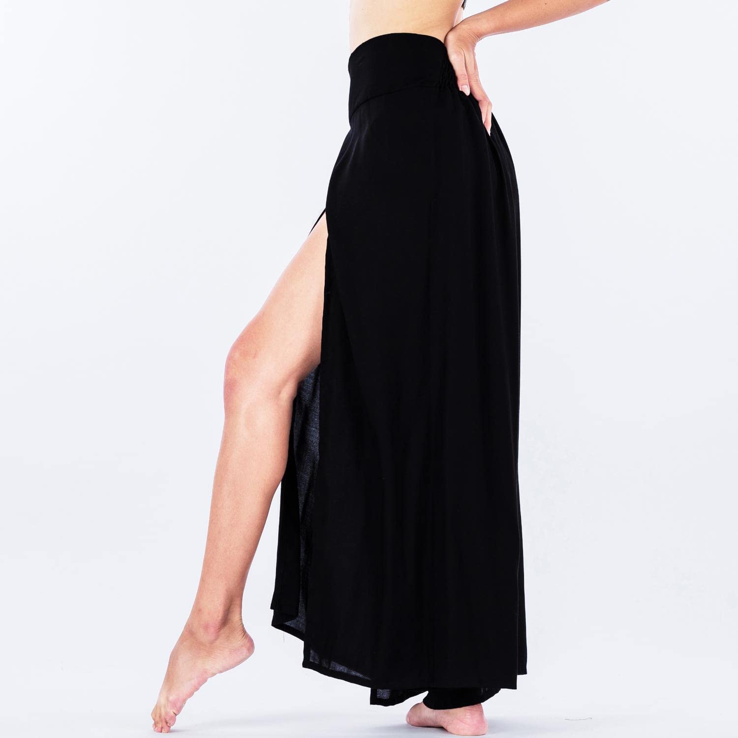 Lofbaz Slit Leg Palazzo para Mujeres, niñas, Mujeres, Pantalones de Yoga fluidos