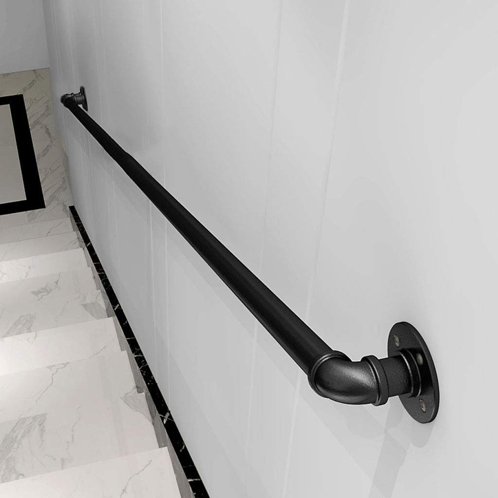 Rampe d escalier interieur haut de gamme en fer forge industriel noir mat design