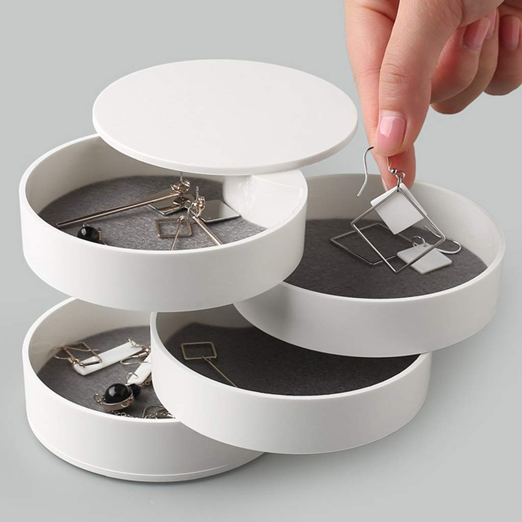 Joyero Giratorio de Cuatro Niveles Joyero Pendientes Collar Caja de Almacenamiento Caja de Acabado Caja de Almacenamiento de Accesorios de Viaje Joyero Organizador