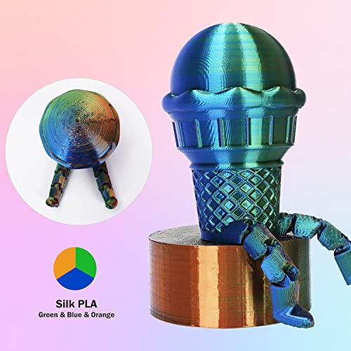 Image of FiLAMONT PLA Silk Filament 1.75mm, 3D Printer Filament, Shiny Silk 1.75 PLA Filament, 1kg(2.2Lbs) /Spool (Silk Tri Orange Blue Green)