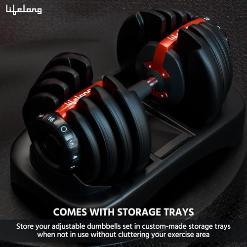 Image of Lifelong Adjustable Dumbbell for Home Gym - 1.5kg to 16kg Easy Dumbbell Weight Adjustment - Iron Weights - Gym Equipment suitable for fitness workout at Home for Men & Women, Black (LLAD03)