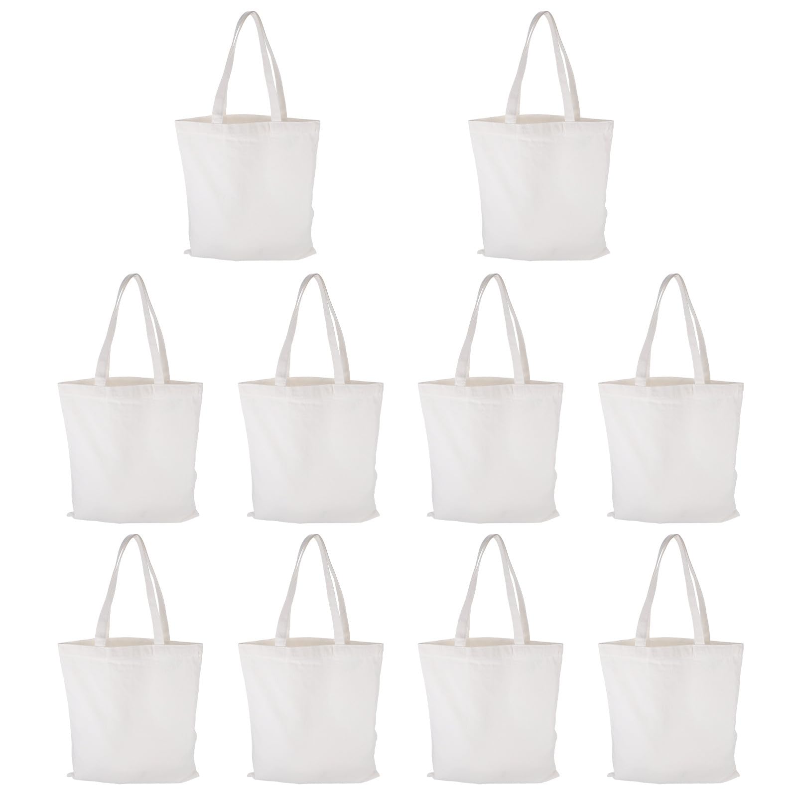 TOYANDONA 10 Pezzi Borse della Spesa di Tela Vuote 40x35 Cm Riutilizzabili Lavabili per Esterni Manico lungo Borsa Tote Pieghevole per Shopping e Organizzazione Carrello