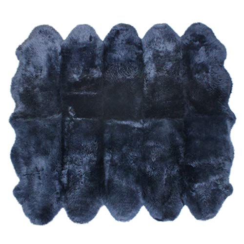 ムートンラグ 天然 オーストラリア産 長毛 10匹物 ラグ ネイビー 220×180cm 洗える 日本製 NF010NV