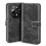 JNERBUYI Custodia Flip per TCL 605/TCL 60 SE, Cover in PU Pelle con Portafoglio Magnetico, Custodia a Libro Mmagnetica con Supporto. Nero