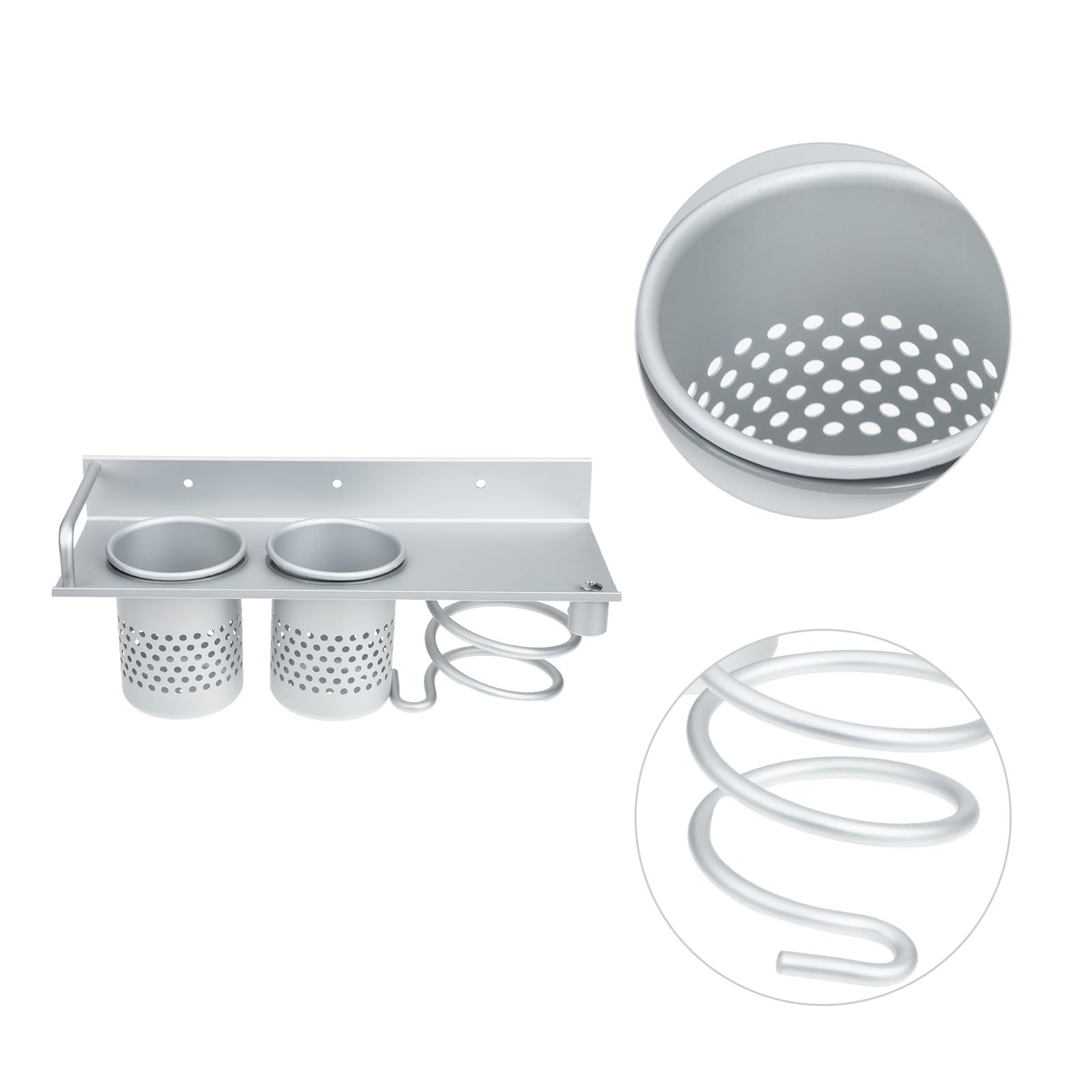 Haartrocknerhalterung ohne Bohren aus Raumaluminium Selbstklebendes Badezimmer Regal für Kleine Gegenstände Praktischer Organizer für Friseursalon und Zuhause