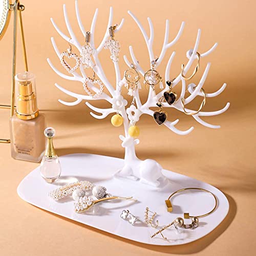 Puede Colgar Bastidores De Joyería, Bastidores De Pendientes, Bastidores De Exhibición, Bastidores De Collar, Bastidores De Pulsera, Diseño De Árbol De Asta Salvaje Regalos De Cumpleaños(Blanco) Cover