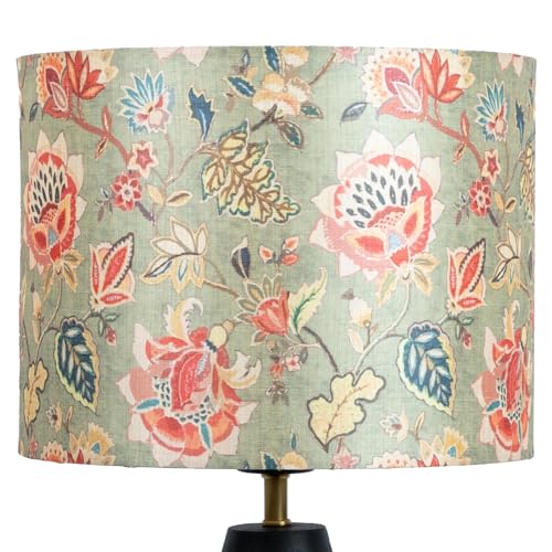 Image of Dreamy Walls 10.5'' Drum Lamp Shade for Bedroom, Living Room | Handcrafted Printed Faux Silk Replacement Lampshade Only | Easy Assembly, 10.5x8.5 Inches, Persian Flowers Shade (Pack of 2)