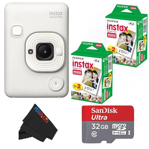 Image of Fujifilm Mini LiPlay Hybrid Instant Camera with Mini Film (Misty White, w / 40 Film Sheets)
