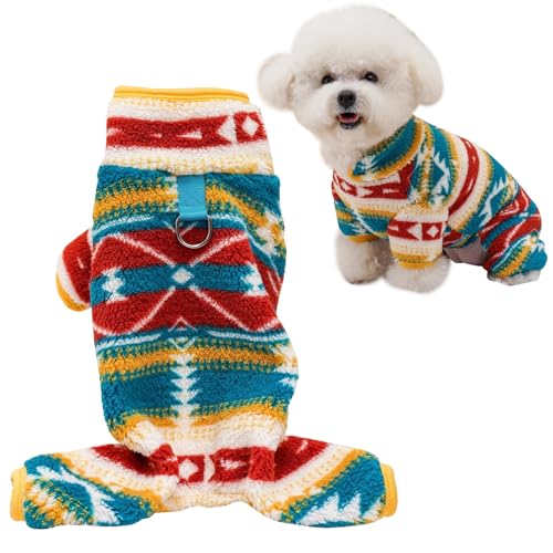CutitiUU Warmes Hunde-Fleece,Warmer Hunde-Pyjama,Haustier Vier Füße Plüsch Kleidung Retro-Stil,Haustier Vintage Vierfüßiger Fleecemantel,Hundepullover,Winterkleidung,Fleece-Hundepullover (Grün, L)