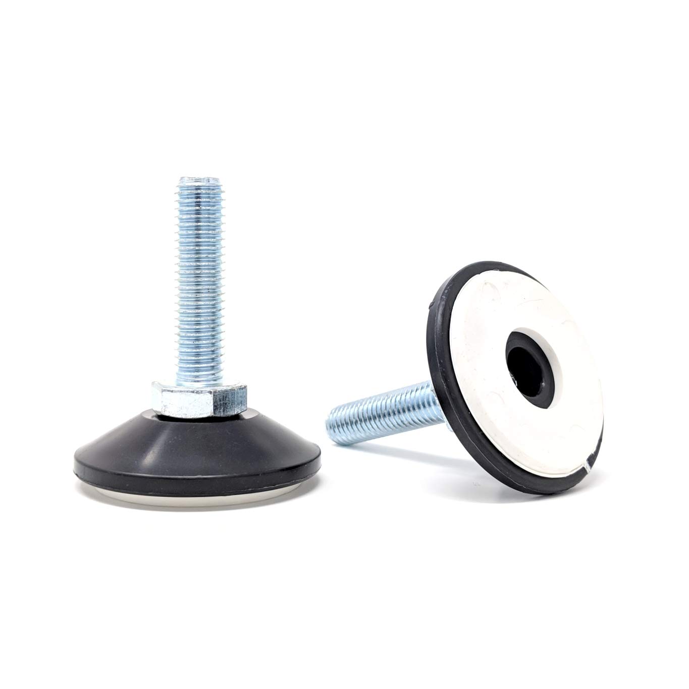Non-Slip Adjustable Feet with Articulating Rubber Base (48mm Diameter Base, M10x40mm, Pack of 12) Weight Rated Threaded Furniture Appliance Machine Foot - Made in Germany โ image 1
