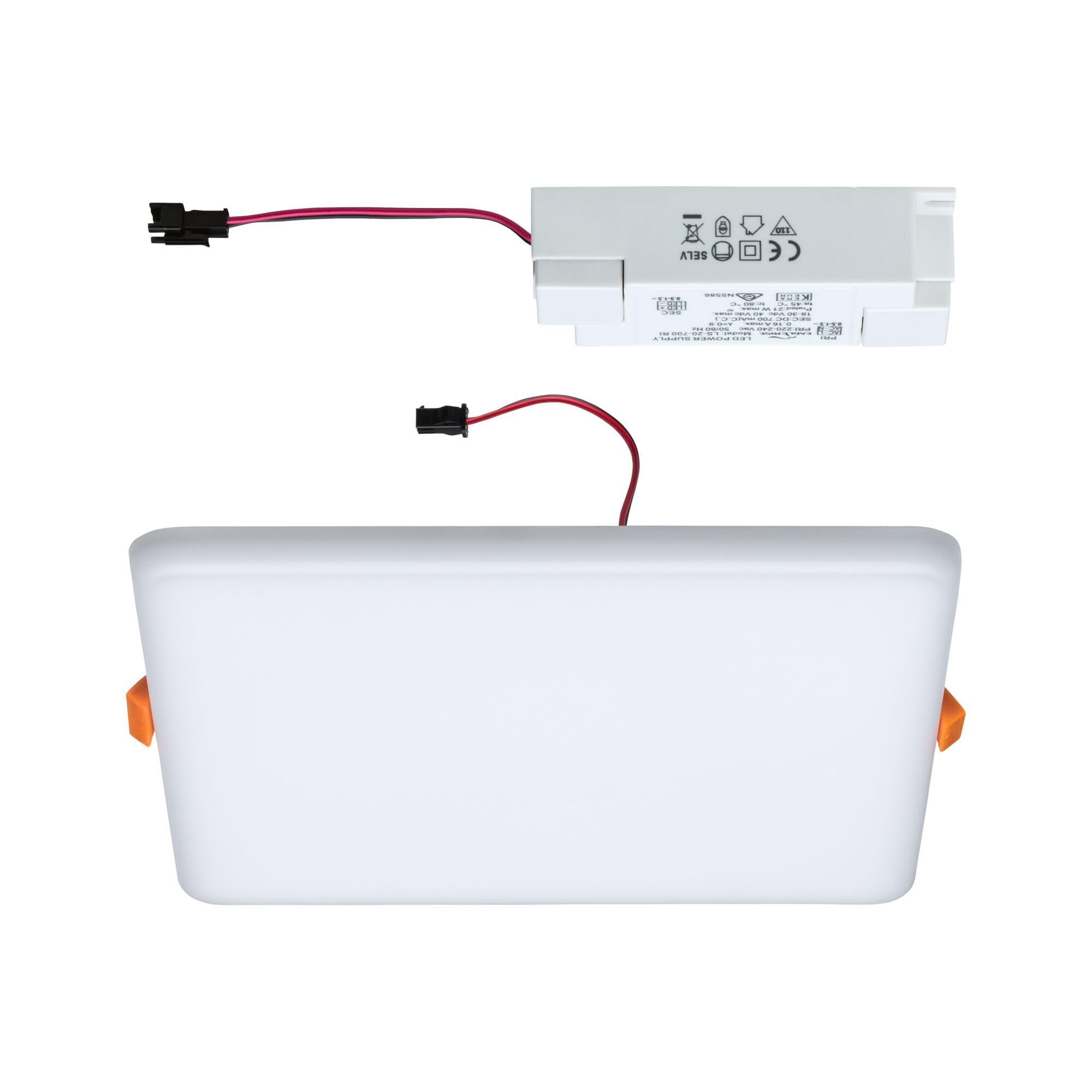 Paulmann 92395 Panel LED, oprawa wpuszczana Veluna VariFit, IP44 185x185mm czworok., w kompl. oprawa sufitowa 1x17 W satyn. tworzywo sztuczne 3000 K