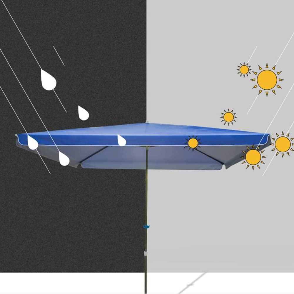 MDDW Durable Beach Umbrella, Waterproof Market Umbrella, Steel Patio Umbrella For Balcony Garden Lawn Rectangular Table Umbrellas (Color : Blue)