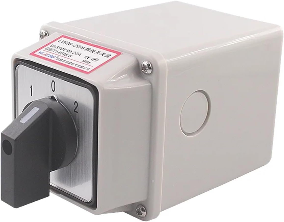 LW26-20/6M YMW26 with Waterproof Box Transfer 20A 3 Position Rotary Cam Switch Double Power Switching Manual Control