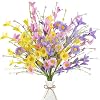 Sggvecsy Artificial Easter Stems 8 Pcs Spring Floral Picks with Forsythia Daisy Twig Branches Easter Berry Picks for Easter Arrangement Centerpiece Easter Celebration Home Vase Decor