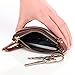 Fmeida Leather Wallet with Keychain- Coffee Coin Purse- Zipper Credit Card Holder for Women