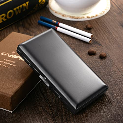 Noir Femme Homme Etui à cigarettes en métal Avec boîte cadeau , Noir Boîte à cigarettes pour femme homme antique Etui à cigarettes pour 100mm slim 20 cigarettes Cover